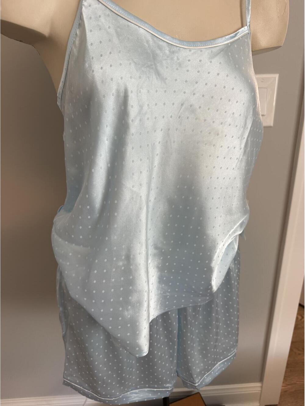 Flora Nikrooz Blue Polka Dot Satin Cami Sleep Set - Picture 3 of 6